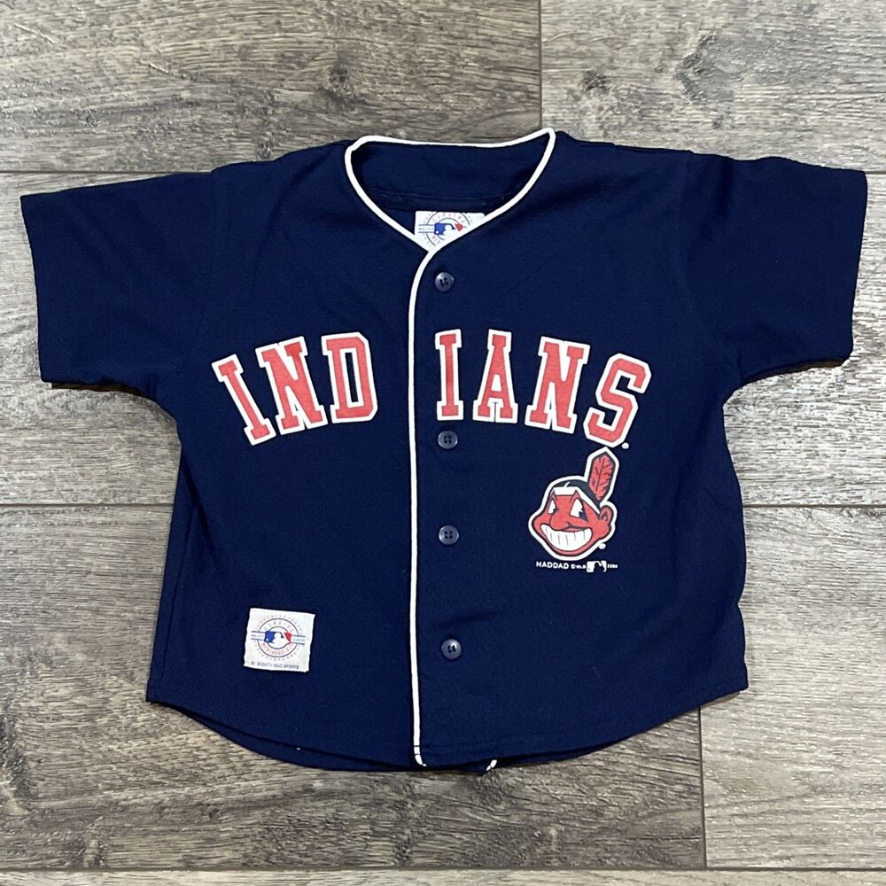 Vintage 2000 Mighty Mac Sports MLB Cleveland Indians Omar Vizquel Jersey Kids 6